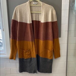 Madewell Women's Striped Cardigan in Cream, Brown, and Gold